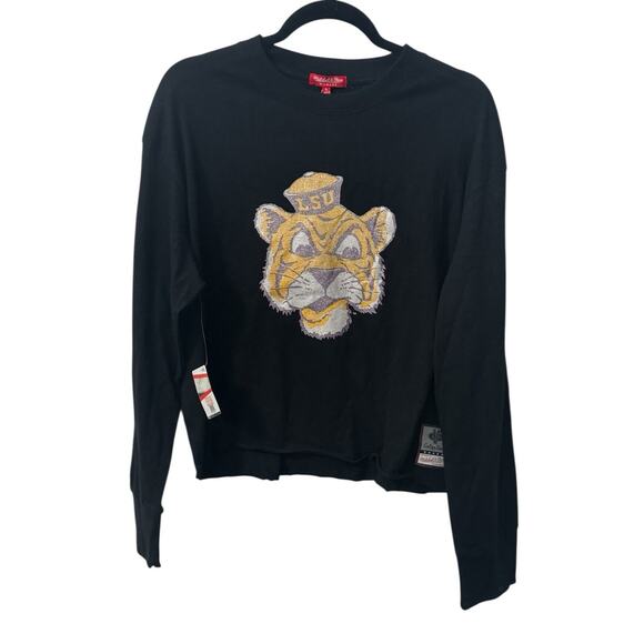 NWT! Mitchell & Ness Louisiana State University Glitter Crop Crewneck - Size L - Picture 2 of 7